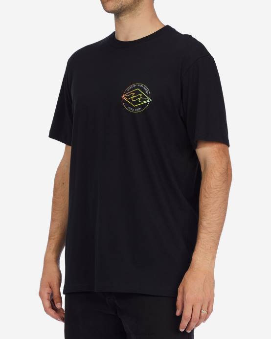 hombres negro Billabong playera de manga corta de diamante del rotor 04LD631