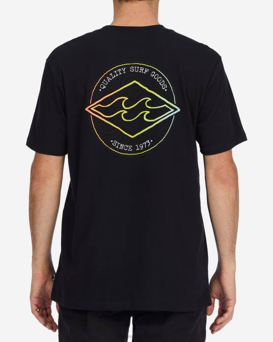 hombres negro Billabong playera de manga corta de diamante del rotor 04LD631