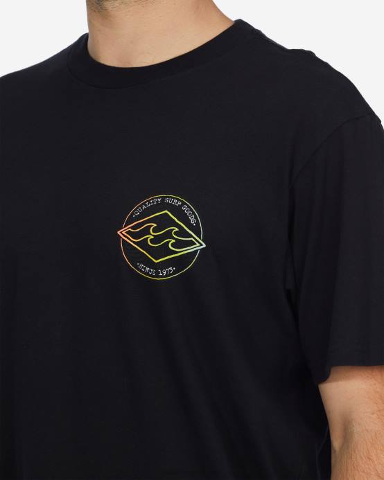 hombres negro Billabong playera de manga corta de diamante del rotor 04LD631