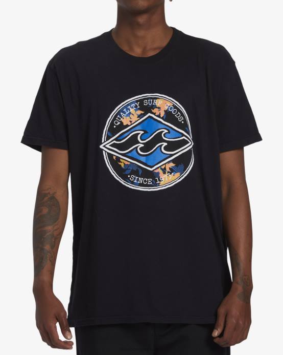 hombres negro Billabong playera de manga corta de diamante del rotor 04LD660