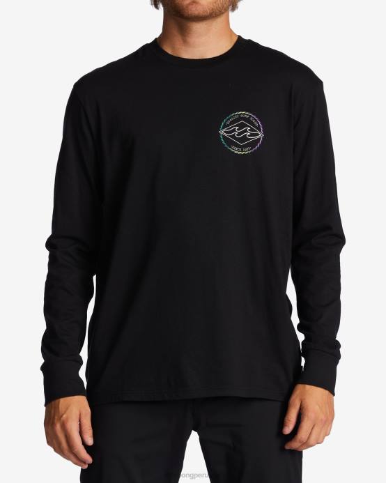 hombres negro Billabong playera manga larga diamante rotor 04LD504