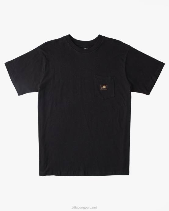 hombres negro lavado Billabong camiseta con bolsillo de cáñamo 04LD467