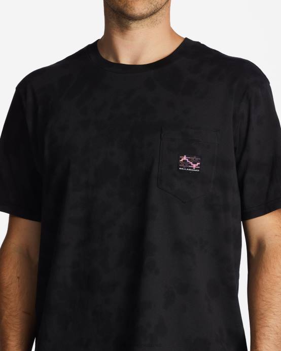 hombres negro lavado Billabong camiseta con bolsillo lavado 04LD549