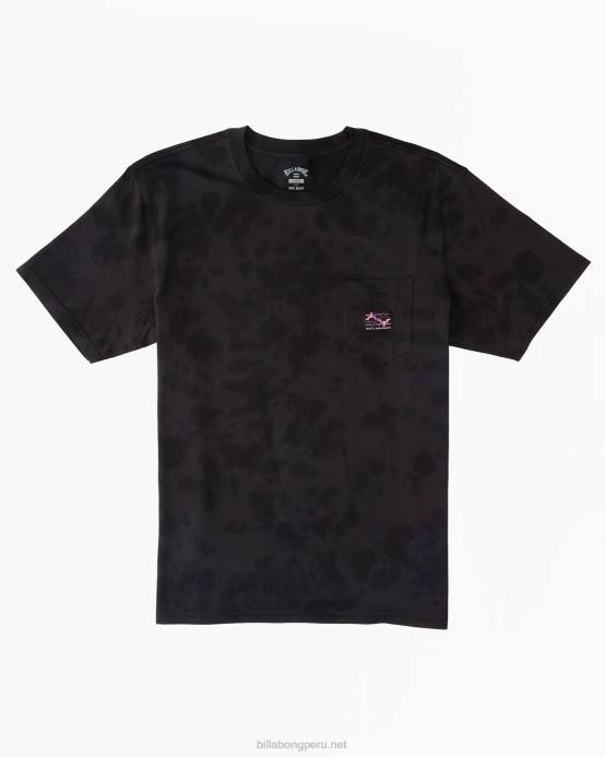 hombres negro lavado Billabong camiseta con bolsillo lavado 04LD549
