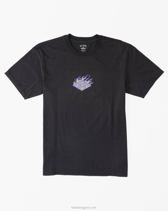 hombres negro lavado Billabong camiseta con motivo de diamantes 04LD410