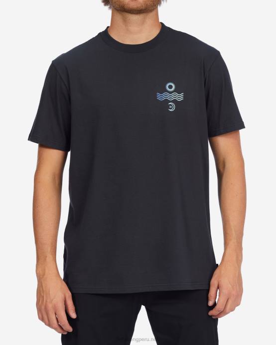 hombres negro lavado Billabong camiseta de manga corta de radiación 04LD666