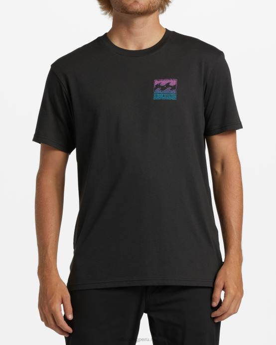hombres negro lavado Billabong camiseta de onda de crayón 04LD320