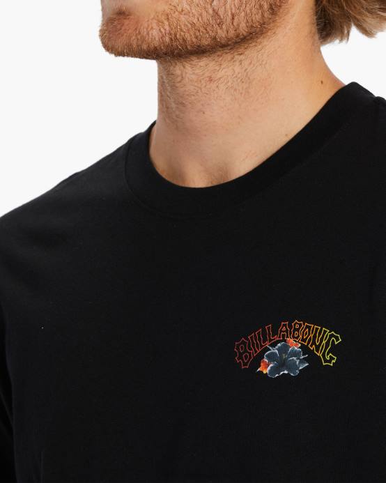 hombres negro lavado Billabong camiseta kamea lava 04LD501