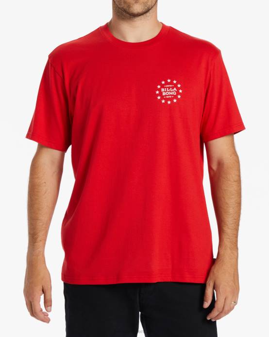 hombres rojo Billabong camiseta con lentejuelas de estrellas 04LD430