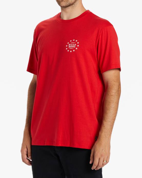 hombres rojo Billabong camiseta con lentejuelas de estrellas 04LD430