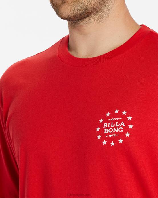 hombres rojo Billabong camiseta con lentejuelas de estrellas 04LD430