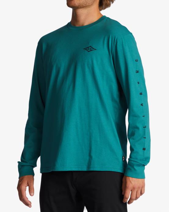 hombres verde azulado Billabong camiseta de manga larga unidad 04LD659