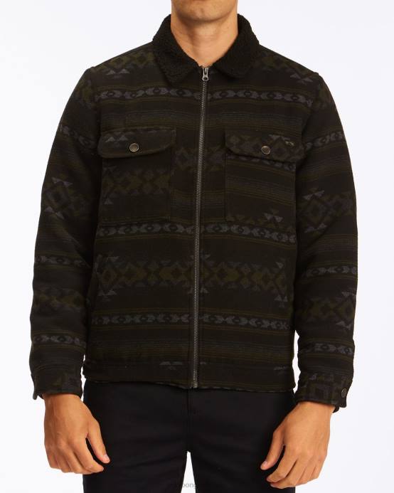 hombres negro Billabong chamarra estilo camionero con sherpa Barlow 04LD517