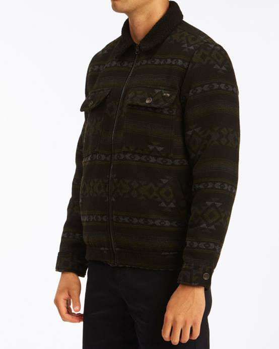 hombres negro Billabong chamarra estilo camionero con sherpa Barlow 04LD517