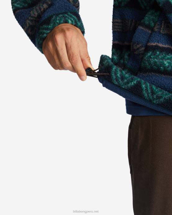 hombres Armada Billabong jersey con cuello simulado y media cremallera a/div border 04LD478