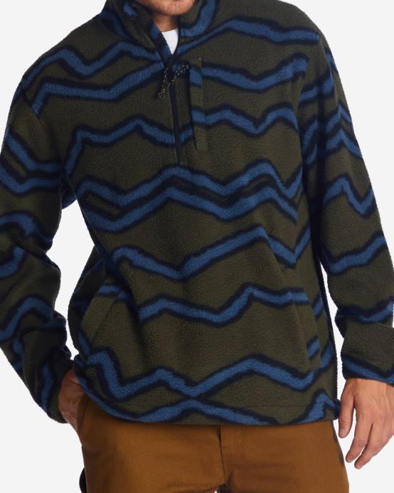 hombres militar Billabong jersey con cuello simulado y media cremallera a/div border 04LD481