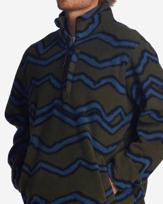 hombres militar Billabong jersey con cuello simulado y media cremallera a/div border 04LD481