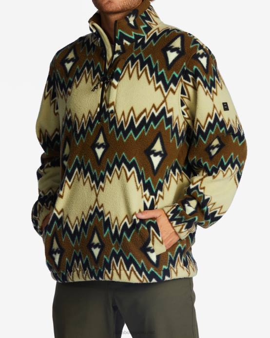 hombres nutria Billabong jersey con cuello simulado y media cremallera a/div border 04LD495