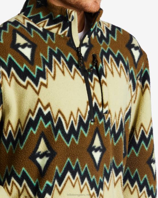 hombres nutria Billabong jersey con cuello simulado y media cremallera a/div border 04LD495