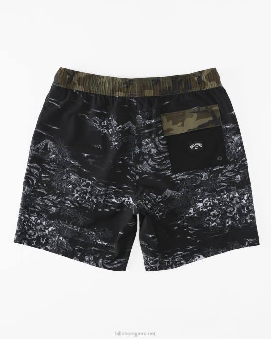 hombres blanco negro Billabong shorts de playa Sundays Layback 17'' 04LD178