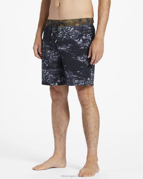 hombres blanco negro Billabong shorts de playa Sundays Layback 17'' 04LD178