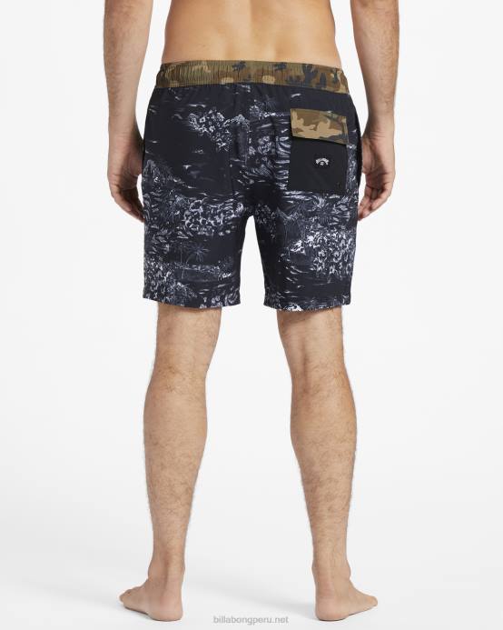 hombres blanco negro Billabong shorts de playa Sundays Layback 17'' 04LD178