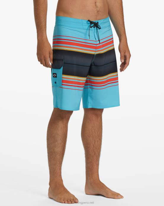 hombres costero Billabong shorts de playa de 20'' de rendimiento profesional con rayas para todo el día 04LD64