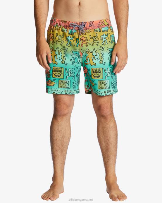 hombres multi Billabong shorts de playa keith haring bash layback 17'' 04LD3