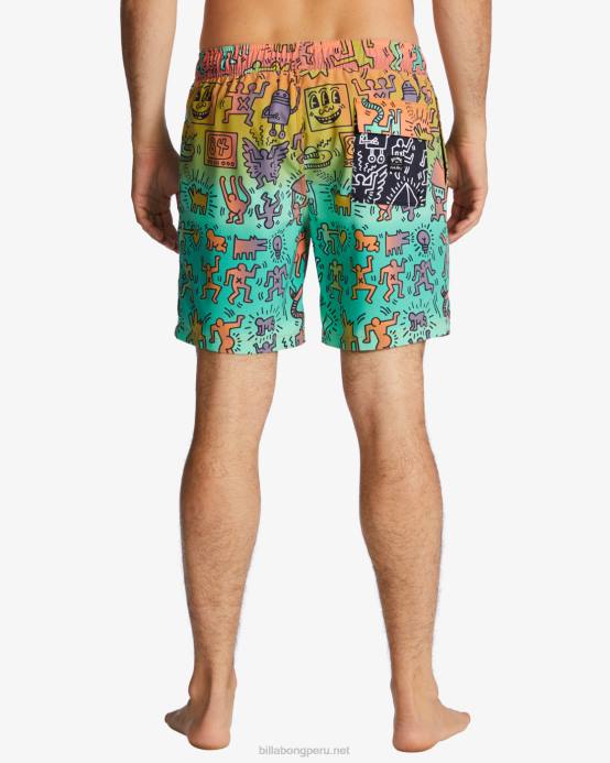 hombres multi Billabong shorts de playa keith haring bash layback 17'' 04LD3