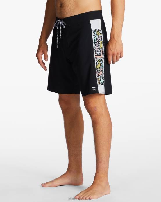 hombres negro Billabong Bañador keith haring jam ciclo d bah pro performance 19'' 04LD2