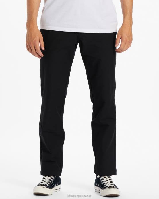 hombres negro Billabong a/div surftrek plus pantalones orgánicos con cintura elástica 04LD241