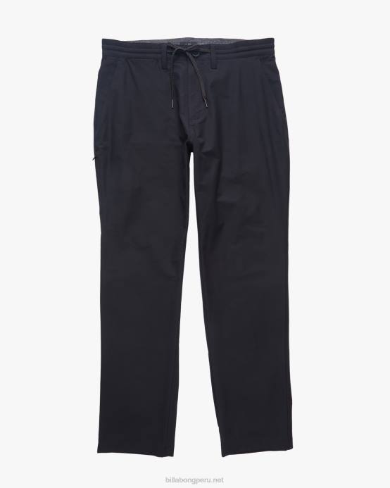hombres negro Billabong a/div surftrek plus pantalones orgánicos con cintura elástica 04LD241