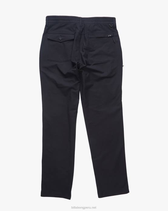 hombres negro Billabong a/div surftrek plus pantalones orgánicos con cintura elástica 04LD241