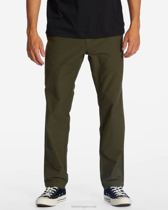 hombres oliva oscuro Billabong a/div surftrek plus pantalones orgánicos con cintura elástica 04LD240