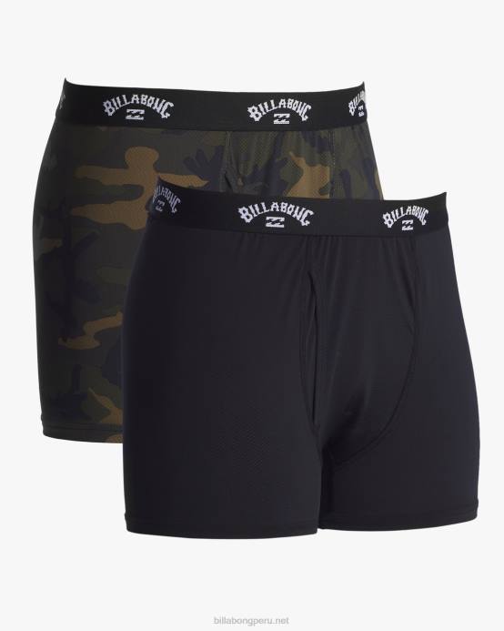 hombres aceituna Billabong Pack de 2 calzoncillos bóxer de alto rendimiento 04LD285