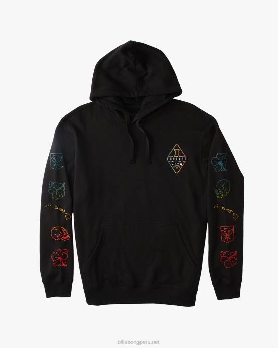 hombres negro Billabong andy irons diamante ola lavado sudadera con capucha 04LD634
