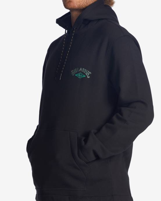 hombres negro Billabong brújula a / div sudadera con capucha 04LD490