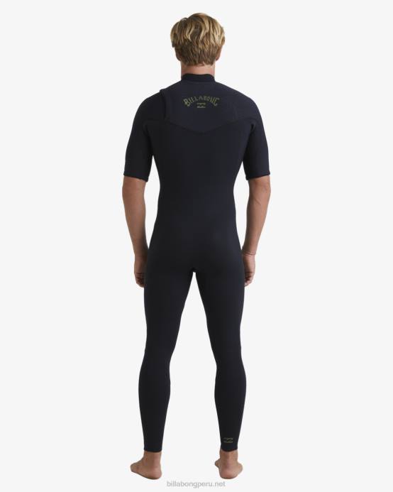 hombres negro Billabong Traje completo sin cremallera de manga corta natural revolution de 2/2 mm 04LD872