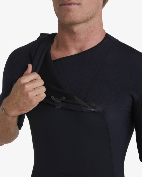 hombres negro Billabong Traje completo sin cremallera de manga corta natural revolution de 2/2 mm 04LD872