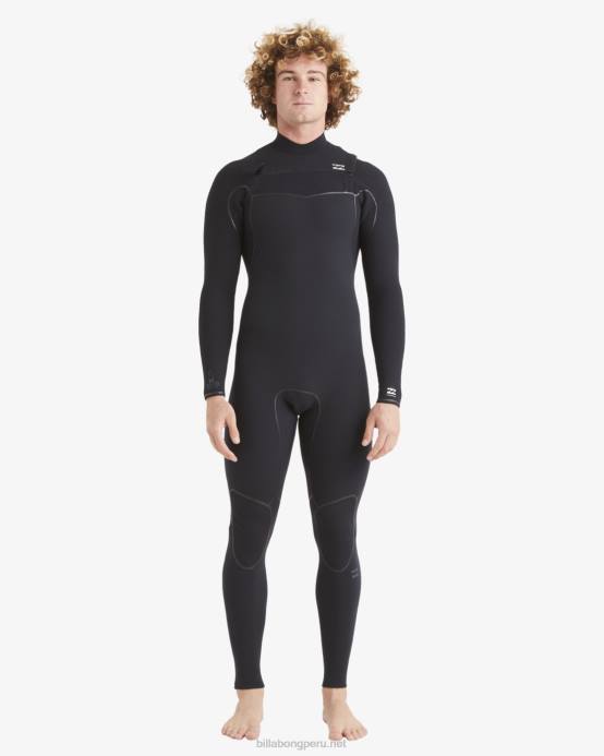 hombres negro Billabong Traje de neopreno completo con cremallera en el pecho de 3/2 hornos 04LD877