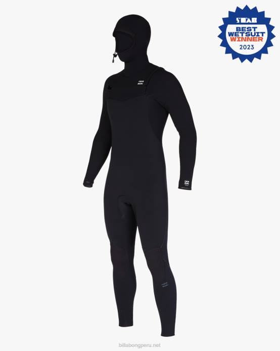hombres negro Billabong Traje de neopreno completo con cremallera en el pecho y capucha de 4/3 hornos comp 04LD879