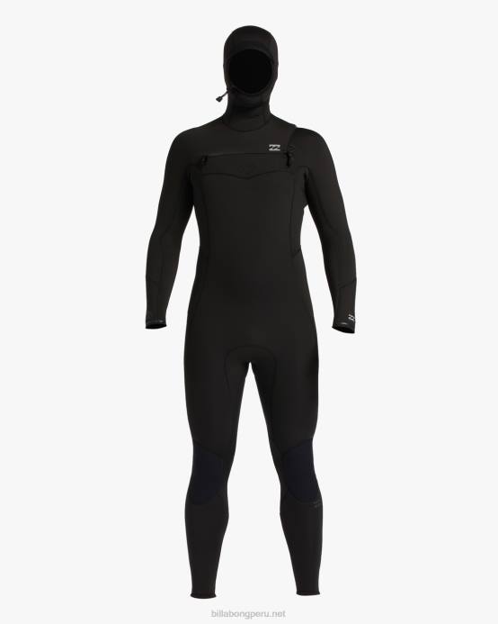 hombres negro Billabong Traje de neopreno con capucha y cremallera absoluta en el pecho 5/4 04LD880