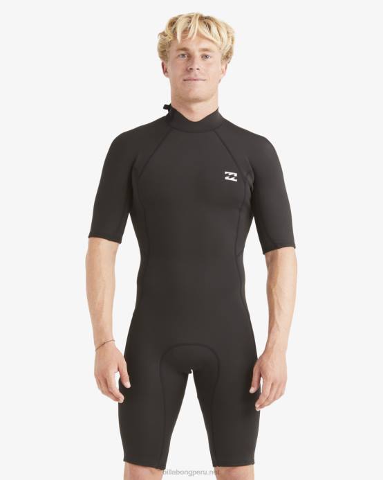 hombres negro Billabong Traje de primavera de manga corta con cremallera trasera absoluta 2/2 04LD904
