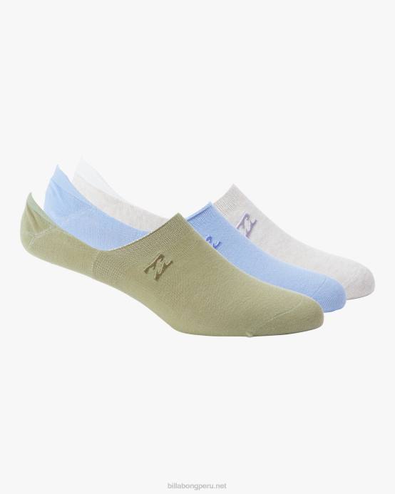 mujer azul Billabong paquete de 3 calcetines invisibles básicos 04LD2456