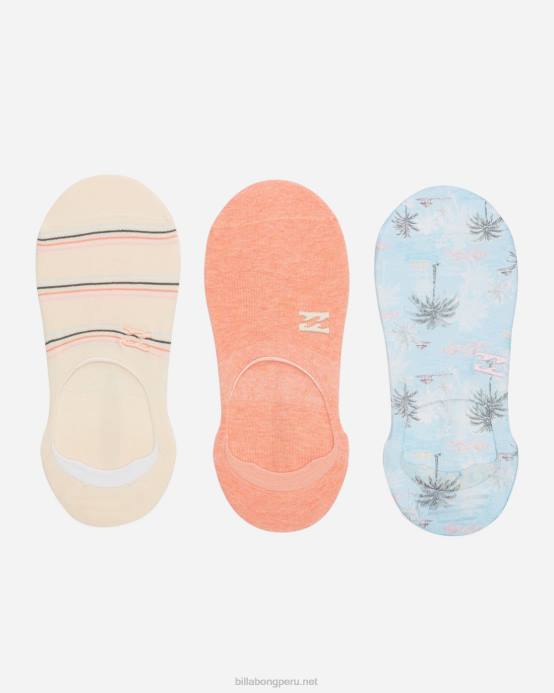 mujer azul claro Billabong Pack de 3 calcetines invisibles safari nights 04LD2410