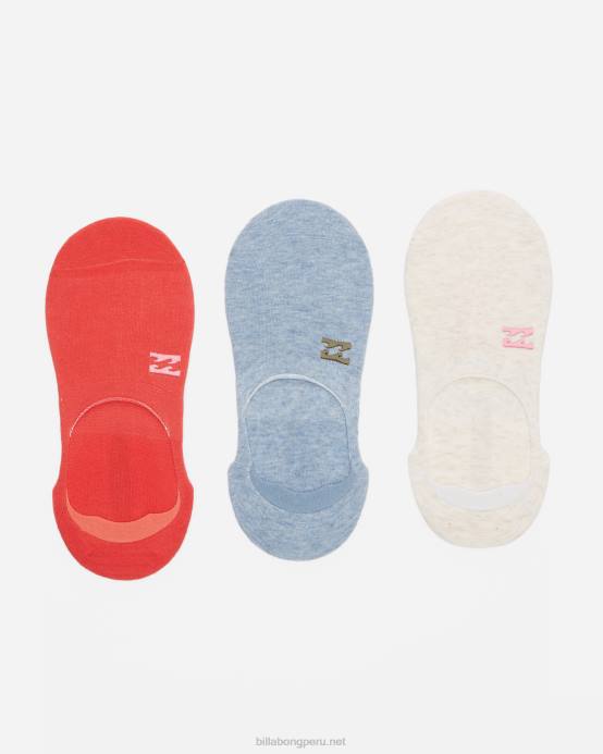 mujer brezo marfil Billabong paquete de 3 calcetines invisibles básicos 04LD2415