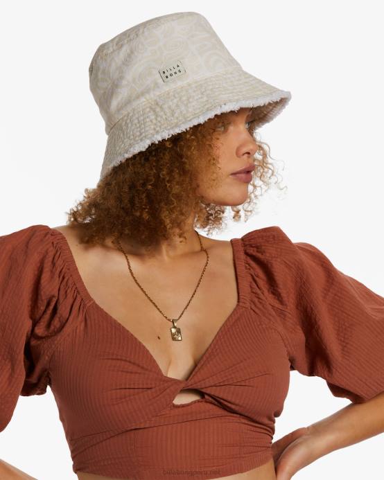 mujer blanco antiguo Billabong sol sombrero de pescador 04LD2448
