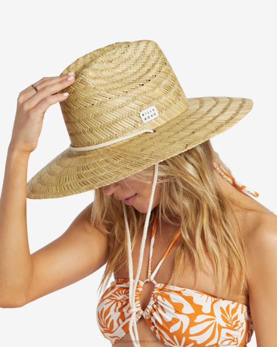 mujer natural Billabong sombrero de paja recién llegado 04LD2388