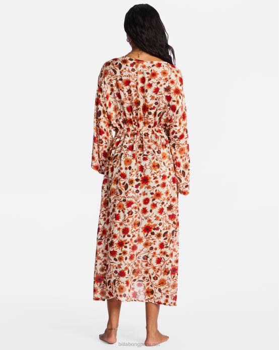 mujer blanco antiguo Billabong bata de playa kimono soñador cósmico 04LD1718