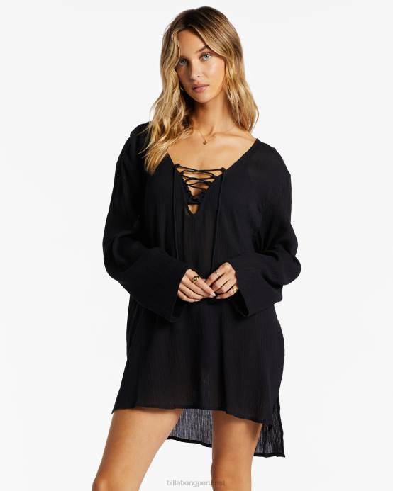 mujer guijarro negro Billabong vestido playero de cielo azul 04LD1365